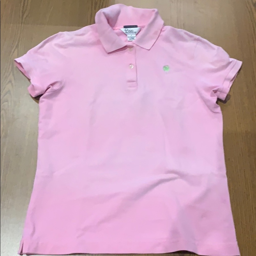 Lilly Pulitzer Sz S Pink Collar Short-Sleeve Polo